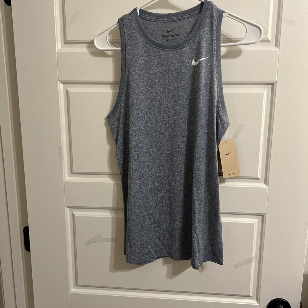 NWT Nike Women's Dri-Fit Tank Top Heather‎ Blue Size XS DX0701-424 Training Tank